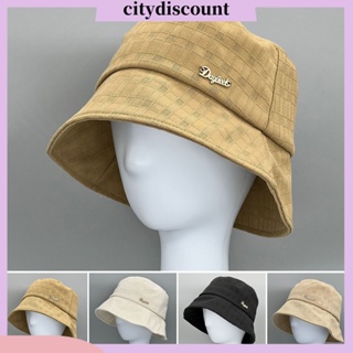 &lt;citydiscount&gt; หมวกบักเก็ต ปีกกว้าง ระบายอากาศ ลายสก๊อต พับได้ เหมาะกับฤดูร้อน สําหรับผู้หญิง