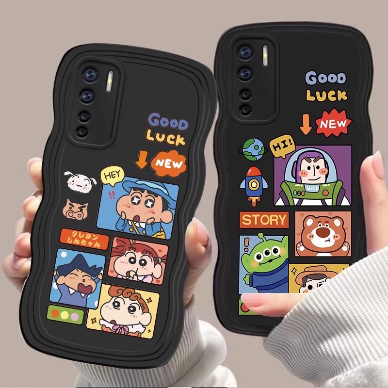 Wave สําหรับ Infinix HOT 20 11 9 Play 30i 20S 20i 10S สมาร์ท 7 8 หมายเหตุ 12 G96 30 Tecno POP 5 LTE Spark 6 GO 2023 10C 20 Pro นุ่มการ์ตูนกรณีน่ารัก Shin-Chan ฝาครอบ DBL 28