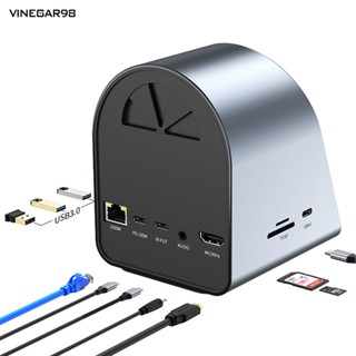 Vine 10-in-1 แท่นชาร์จไร้สาย Pd100w Usb3.0 Tf/sd 3.5 มม. สําหรับแล็ปท็อป