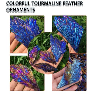 Tourmaline Feather Crystal Gem Rainbow Titanium Cluster Mineral Specimen Healing