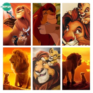 【HF】ภาพวาดปักเพชร แนวโมเสก ลาย The Lion king 5D ขนาด 30x40 ซม. 40x50 ซม. DIY สําหรับตกแต่ง