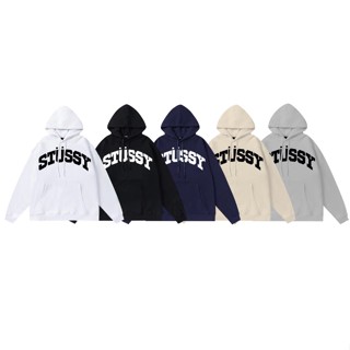 Stussy SS23 เสื้อกันหนาว มีฮู้ด พิมพ์ลายตัวอักษร Stussy สไตล์คลาสสิก สําหรับทุกเพศ