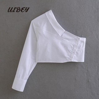 Uibey เสื้อเชิ้ต คอปก แนวทะแยง เซ็กซี่ 8944