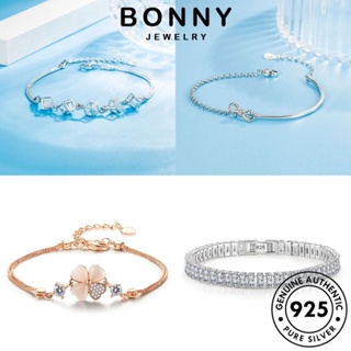 BONNY JEWELRY กำไลข้อมือ Silver เรียบง่าย มอยส์ซาไนท์ไดมอนด์ เงิน ผู้หญิง ผู้หญิง เครื่องประดับ 925 แฟชั่น เกาหลี กำไล ต้นฉบับ แท้ เครื่องประดับ M054