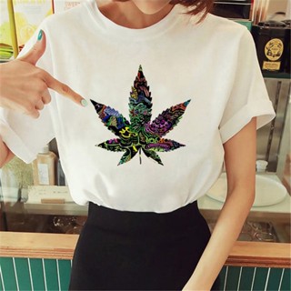 เสื้อยืด พิมพ์ลายกราฟฟิค Weed 2000s ตลก สําหรับผู้หญิง