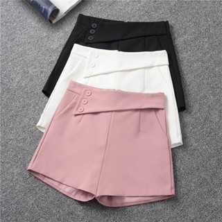 Fulllove กางเกงขาสั้นเอวสูง มีกระกระเป๋าหน้า ซิปหลัง เนื้อผ้าดี ทรงสวย oversize (S-5XL)