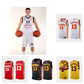 Nba Atlanta Hawks #13 เสื้อยืดกีฬาบาสเก็ตบอล แขนสั้น ลาย Bogdan Bogdanovic สําหรับผู้ชาย