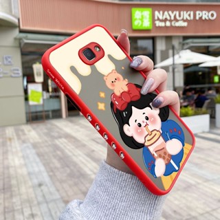 เคสโทรศัพท์มือถือแบบแข็ง ใส กันกระแทก ลายการ์ตูนเด็กผู้หญิงชานม มีลายด้านข้าง สําหรับ Samsung J5 Prime J5 2015 J5008 J5009