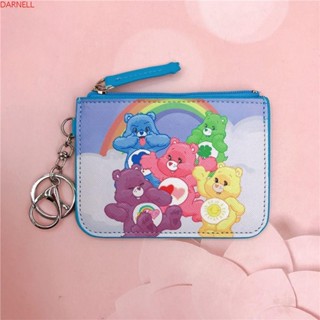 Darnell Carebears กระเป๋าสตางค์ กระเป๋าใส่เหรียญ ลายการ์ตูนสัตว์น่ารัก พร้อมพวงกุญแจ สีรุ้ง สําหรับผู้หญิง นักเรียน