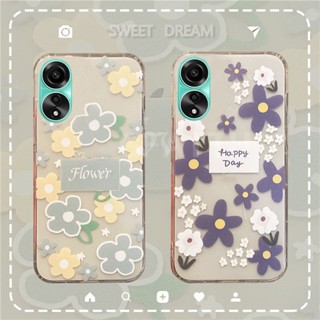 ขายดี เคสโทรศัพท์มือถือแบบนิ่ม ใส กันกระแทก ลายดอกไม้ สีเขียว ฟ้า สําหรับ OPPO A38 4G 2023 OppoA38