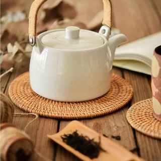 COD พร้อมส่ง แผ่นรองหวาย ที่รองแก้ว กันความร้อน สไตล์วินเทจ หลายขนาด