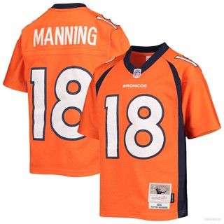 Qy NFL เสื้อยืดลําลอง แขนสั้น คอกลม พิมพ์ลาย Denver Broncos Jersey Peyton Manning พลัสไซซ์ สไตล์เรโทร สําหรับผู้ชาย