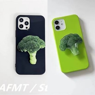 เคสโทรศัพท์มือถือ แบบนิ่ม ลาย Broccoli มีขาตั้ง สําหรับ Apple IPhone 14promax 11 12 13 Pro X XR XS Max 7 8 Plus