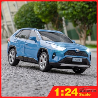 Klt โมเดลรถยนต์จําลอง สเกล 1:24 Toyota RAV4 Suv ของเล่นสําหรับเด็กผู้ชาย