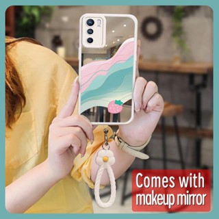 tulip top grade Phone Case For OPPO Reno6 5G romantic Liquid silicone Raised lens Hangings youth Makeup mirror originality