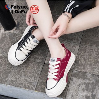 Feiyue รองเท้าผ้าใบลําลอง ส้นหนา สีไวน์แดง แฟชั่นฤดูใบไม้ผลิ และฤดูร้อน สําหรับสตรี 2023 XIQT