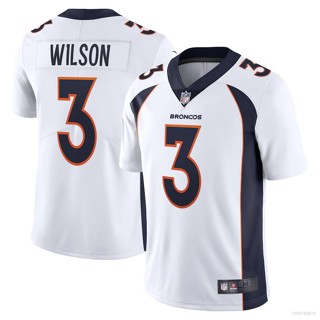 ใหม่ NFL Denver Broncos Jersey Russell Wilson No.3 เสื้อยืดลําลอง แขนสั้น คอกลม พิมพ์ลายฟุตบอล พลัสไซซ์