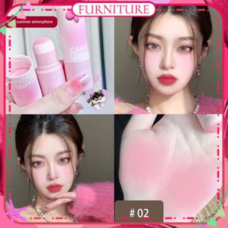 ♕ Cappuvini Stamp Blush Stick Monochrome Color Rouge Matte Low Saturation Blush Powder Stick Three-dimensional Pearlescent Waterproof Face Makeup 4 Colors FURNITURE