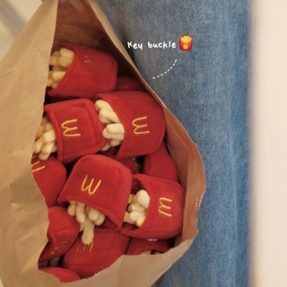 พวงกุญแจ จี้ตุ๊กตา McDonalds French Fries Burger น่ารัก ถอดออกได้ สําหรับคู่รัก