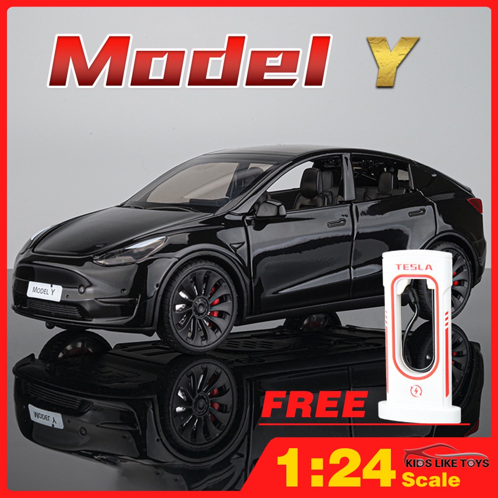 Klt โมเดลรถยนต์ สเกล 1:24 Tesla โลหะอัลลอย ของเล่นสําหรับเด็กผู้ชาย