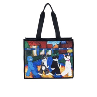 Lesportsac ใหม่ กระเป๋าถือ ทรงโท้ท ลายศิลปะน่ารัก สไตล์เรโทร 4039