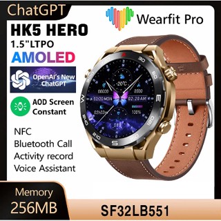 Amoled HK5 HERO นาฬิกาข้อมือสมาร์ทวอทช์ เชื่อมต่อบลูทูธ NFC GPS Siri 1.5 นิ้ว แอมพลิจูด 2.5D สําหรับผู้ชาย