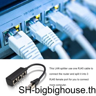 【Biho】RJ45 อะแดปเตอร์แยกสายเคเบิลเครือข่ายอีเธอร์เน็ต 1 เป็น 3 พอร์ต ความเร็วสูง