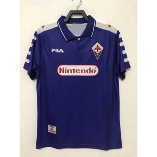 เสื้อกีฬาแขนสั้น ลายทีมชาติฟุตบอล Fiorentina 1998 ชุดเหย้า สไตล์เรโทร