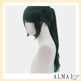 ALMA วิกผม ลายการ์ตูนอนิเมะ Zen Academy สีดํา สีเขียว