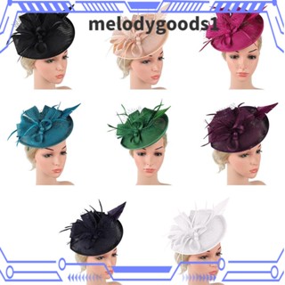 MELODYGOODS1 หมวกขนนก ลายดอกไม้ สไตล์วินเทจ สําหรับปาร์ตี้ชา