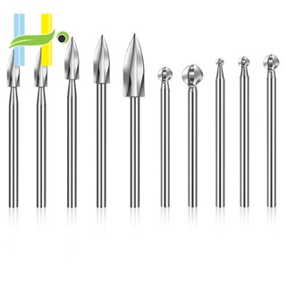 ดอกสว่านแกะสลักไม้ ก้านกลม อุปกรณ์เสริม สําหรับเครื่องมือโรตารี่ 10 ชิ้น