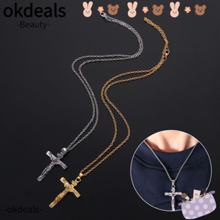 OKDEALS สร้อยคอแฟชั่น จี้ไม้กางเขน พระเยซู สไตล์พังก์ร็อค โกธิค สําหรับผู้ชาย