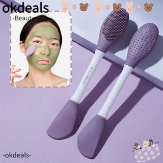 Okdeals แปรงซิลิโคนเจล แบบนิ่ม สองหัว ทนทาน สําหรับดูแลผิวหน้า 3 ชิ้น