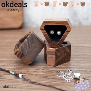 OKDEALS กล่องไม้ คุณภาพสูง แบบพกพา สําหรับใส่เครื่องประดับ แหวน