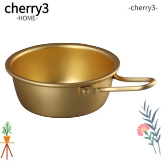 Cherry3 ชามไวน์ ข้าว อลูมิเนียม สีทอง เกาหลี ดั้งเดิม ที่จับใหม่ จานซุป ทรงกลม ห้องครัว