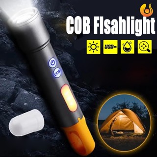 ไฟฉาย LED COB แบบมือถือ ปรับโฟกัสได้ สว่างพิเศษ กันน้ํา สําหรับตั้งแคมป์ เดินป่า ฉุกเฉิน