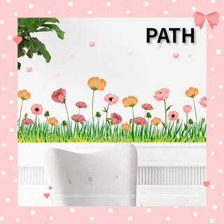 Path สติกเกอร์ติดผนัง มีกาวในตัว ลายพืชสีเขียว ใช้ซ้ําได้ สําหรับห้องนอนเด็ก