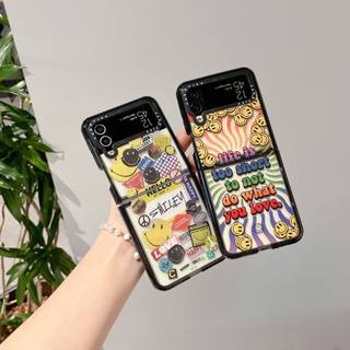 เคสโทรศัพท์มือถือแบบแข็ง ใส ลายอิโมจิหน้ายิ้ม หรูหรา สําหรับ Samsung Galaxy Z Flip 4 Flip3 5G Z Flip 3 Flip4