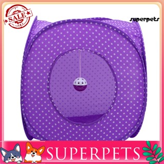 Superpets เต็นท์อุโมงค์ พิมพ์ลายจุด พับได้ กันยุง สําหรับสัตว์เลี้ยง แมว