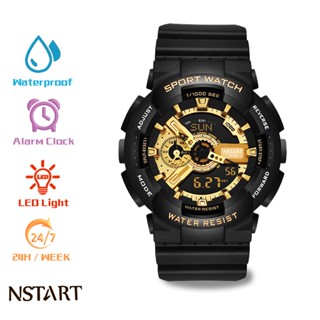 Nstart นาฬิกาข้อมือควอทซ์ดิจิตอล สีดํา สําหรับผู้ชาย NST-110