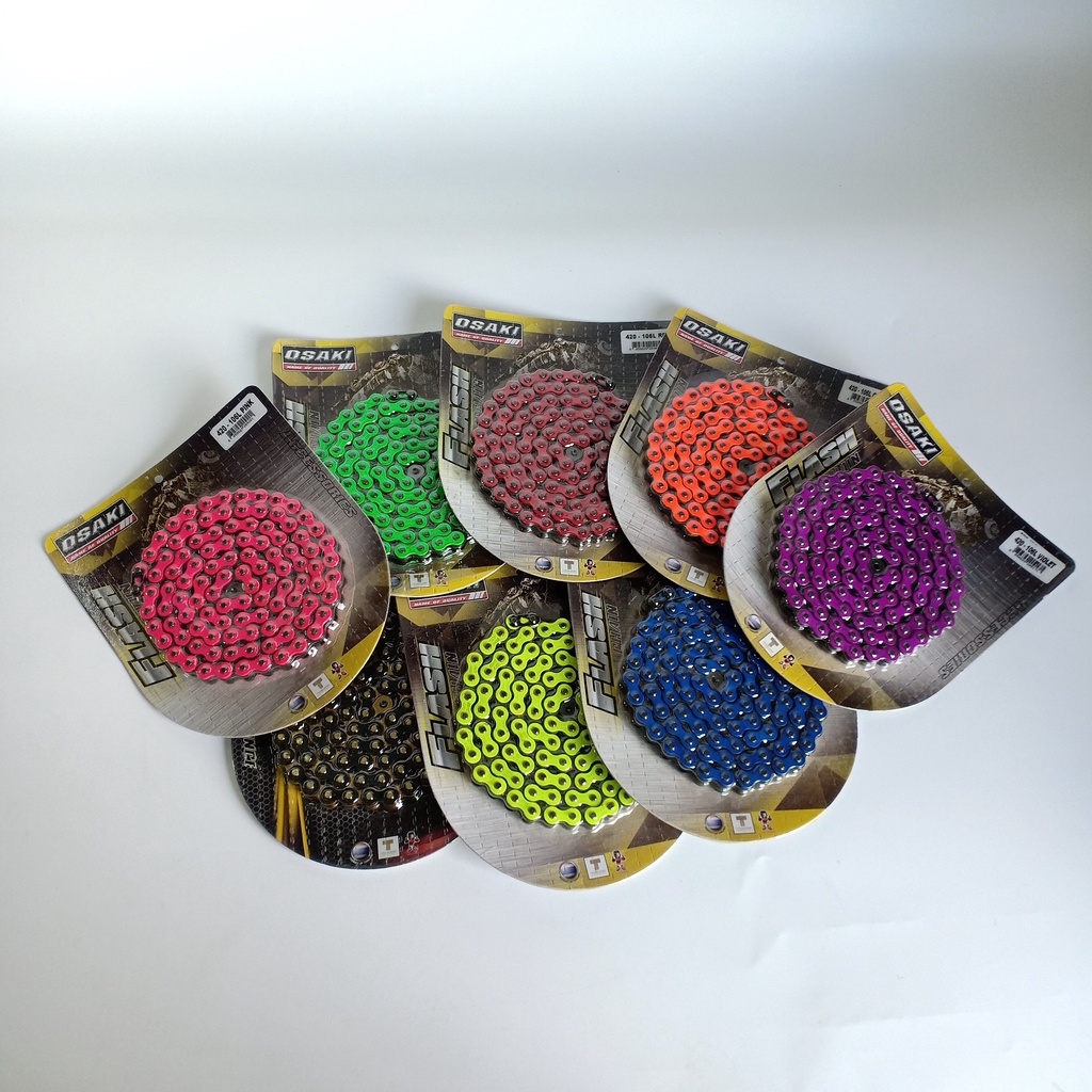 OSAKI โอซากิ โซ่สี รุ่น Flash สีสะท้อนแสง 420 L แข็งแรงทนทาน ใส่แล้วสะดุดตา