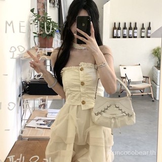 Jmshop ชุดเดรสกระโปรง ผ้าตาข่าย เอวแคบ สําหรับสตรี 9D6I