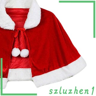 [Szluzhen1] เสื้อคลุมซานต้าคลอส ผ้ากํามะหยี่ แบบผูกเชือก สีแดง สําหรับเด็ก และผู้ใหญ่