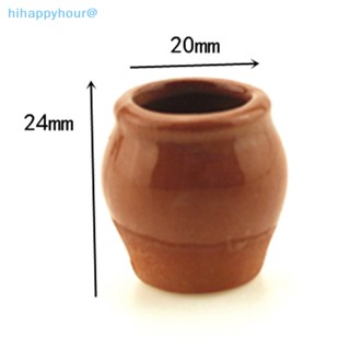 Hihappyhour กระถางดอกไม้เซรามิคจิ๋ว 1:12 สําหรับตกแต่งบ้านตุ๊กตา diy