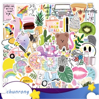 Chunrong สติกเกอร์ ลายการ์ตูนกราฟฟิตี้น่ารัก กันน้ํา ไม่ตกค้าง หลากสี สําหรับตกแต่งกระเป๋าเดินทาง 50 ชิ้น ต่อชุด