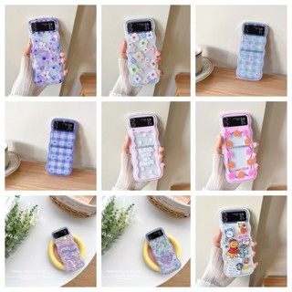 เคสโทรศัพท์มือถือ แบบนิ่ม ลายดอกไม้ และเมฆ แบบพับได้ สําหรับ Samsung Galaxy Z Flip 3 4 5 Z Flip 5