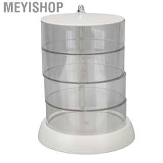 Meyishop Rotatable Jewelry Organizer Storage Box Transparent Tray for Earrings Necklace Desktop Container