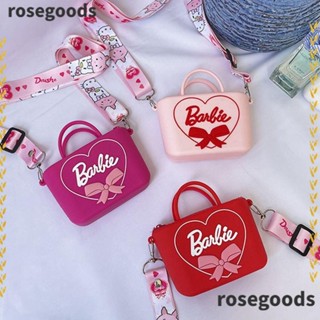 Rosegoods1 กระเป๋าสะพายไหล่ ซิลิโคน ลายการ์ตูนบาร์บี้ กันน้ํา สีแคนดี้ เหมาะกับของขวัญ สําหรับเด็กผู้หญิง