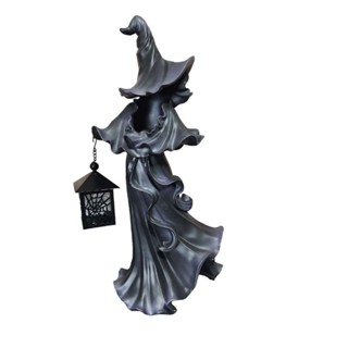 2023 Cracker Barrel Black Resin Witch With LED Lantern Halloween Decor IN HAND!