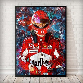 Michael Formula One Racing Suit โปสเตอร์ภาพวาดผ้าใบ ลายกราฟฟิติ Schumacher สไตล์โมเดิร์น สําหรับตกแต่งผนังบ้าน 0711